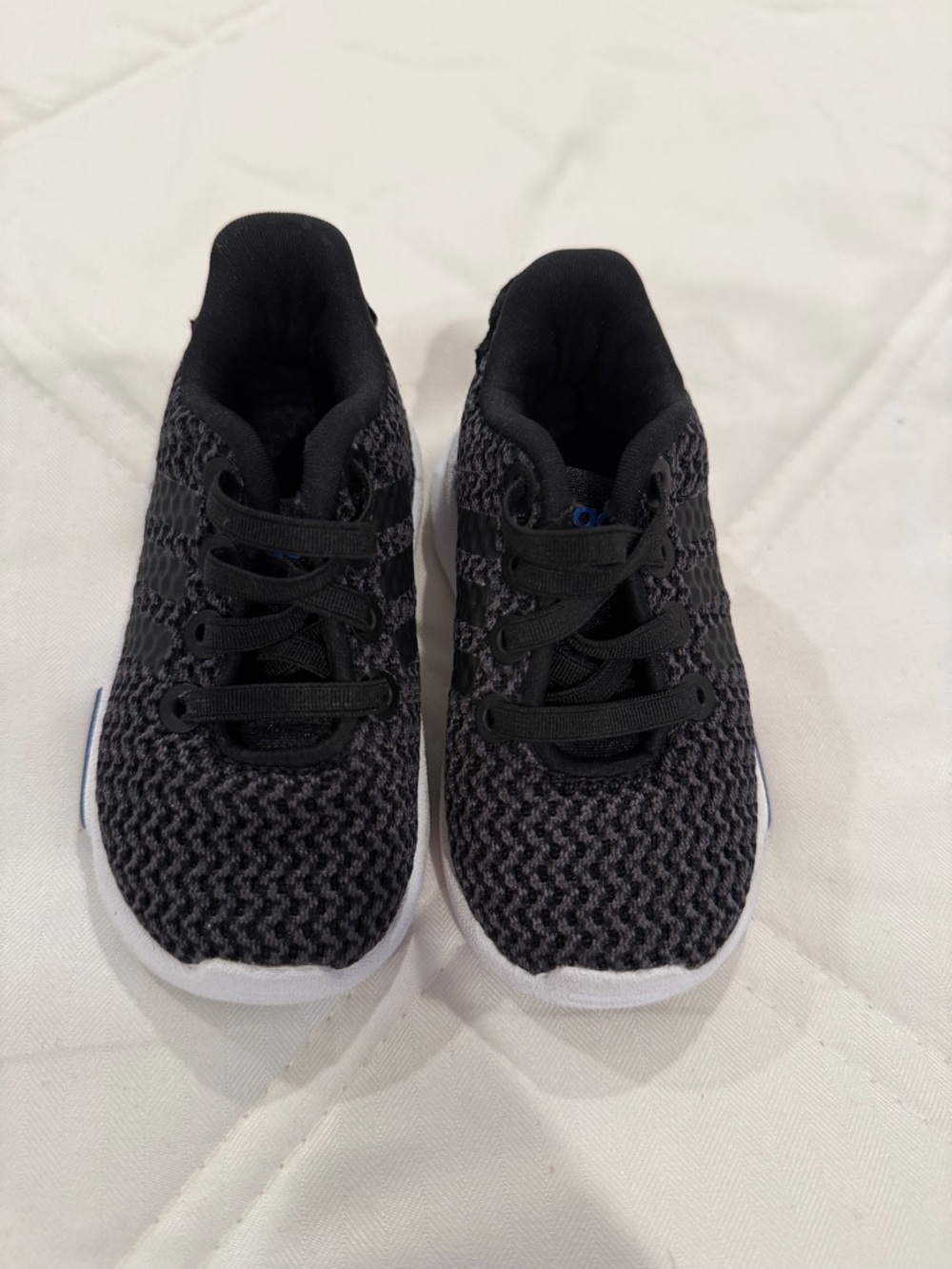 adidas Kids Black Knit Lace-Up Sneakers with White Sole